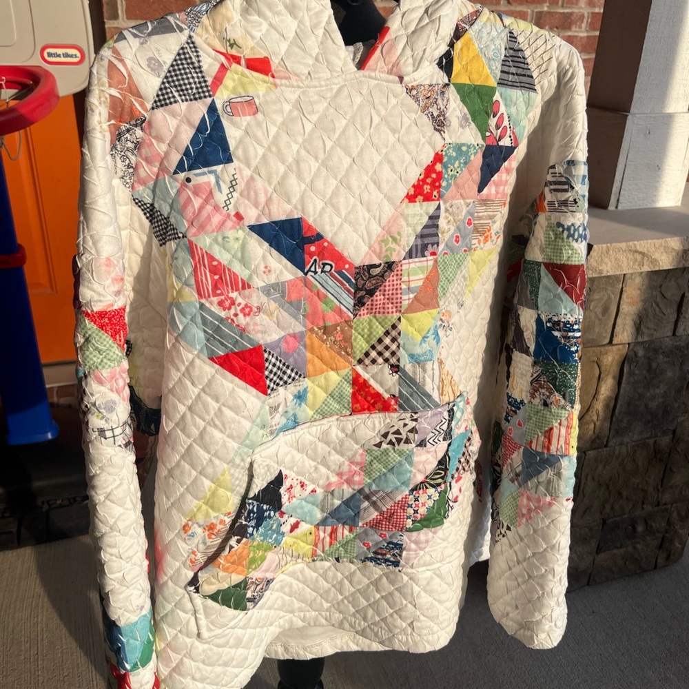 Patchwork loom hoodie quilted ladies large